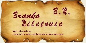 Branko Miletović vizit kartica